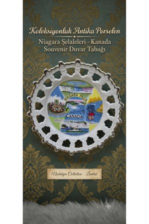 Vintage Porselen Ajurlu Niagara Falls / Kanada Temalı Dekoratif Duvar Tabağı