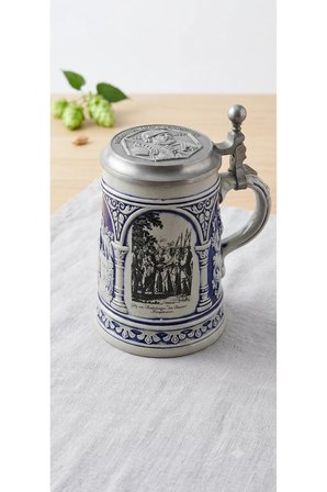 Koleksiyonluk Vintage Alman Seramik Bira Kupası (Kapaklı & Kabartmalı)