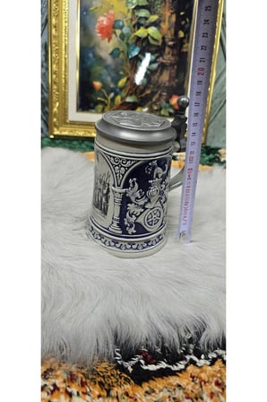 Koleksiyonluk Vintage Alman Seramik Bira Kupası (Kapaklı & Kabartmalı)