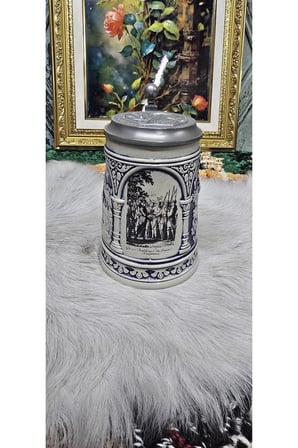 Koleksiyonluk Vintage Alman Seramik Bira Kupası (Kapaklı & Kabartmalı)