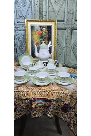 Klasik Sarı Gül Motifli Porselen Çay & Kahve Takımı (6 Kişilik Complete Set)
