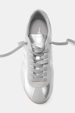 ALLBUCKS Pull & Bear Hakiki Deri Parçalı Metalik Retro Spor Ayakkabı Sneaker ABPNB00023