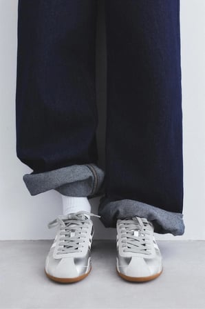 ALLBUCKS Pull & Bear Hakiki Deri Parçalı Metalik Retro Spor Ayakkabı Sneaker ABPNB00023