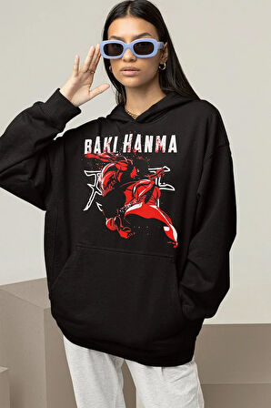 Baki Hanma Baskılı Unisex Oversize Anime Hoodie