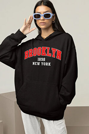 Brooklyn 1898 New York Yazılı Unisex Oversize Hoodie