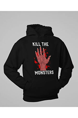 Kill The Monsters Baskılı Unisex Oversize Hoodie
