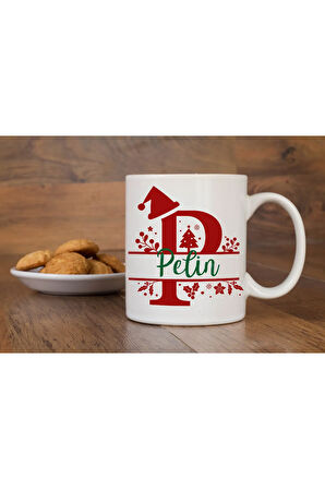 Yılbaşı Özel Kişiselleştirilebilir İsim Yazdırılabilir Harfli Kupa Bardak Christmas