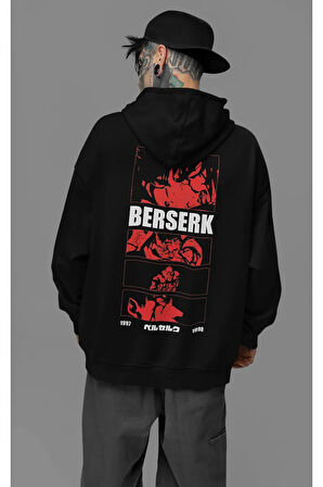 Anime Karakter Berserk Baskılı Unisex Oversize Hoodie