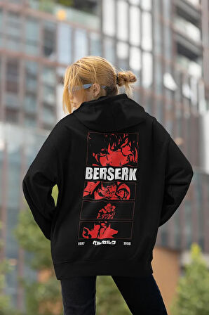 Anime Karakter Berserk Baskılı Unisex Oversize Hoodie