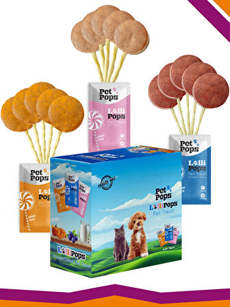 Lollipops Dondurularak Kurutulmuş Karışık Mix Lezzet Paketi Kedi Köpek Ödülü Lolipop 15'li Lolipopu