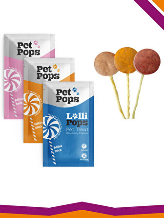 Lollipops Dondurularak Kurutulmuş Karışık Mix Lezzet Paketi Kedi Köpek Ödülü Lolipop 3 Adet Lolipopu