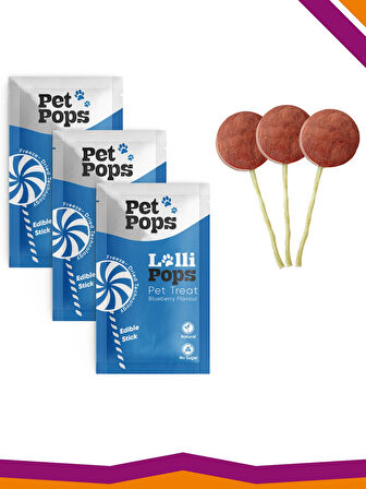 Lollipops Tavuk Ciğeri Yaban Mersini Dondurularak Kurutulmuş Kedi Köpek Ödülü Lolipop 3 Adet Lolipopu