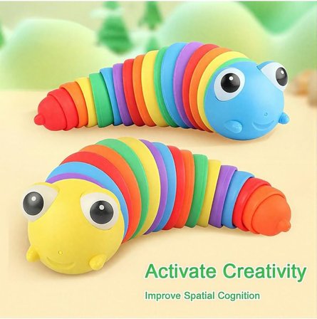 Circle Toys Kıvrılabilen Renkli Tırtıl - Stres Giderici ve Motor Gelişimi Destekleyen Eğitici Oyuncak