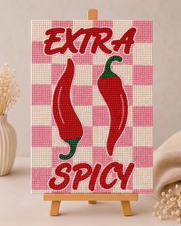Extra spicy Pearlstone Tuval Sanat Kiti | Yarım İnci 3D Tablo Boyama Seti | Rhinestone 