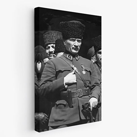 Atatürk Portre Tablosu Mustafa Kemal Atatürk Dikdörtgen Dekoratif Kanvas Tablo-EY-123