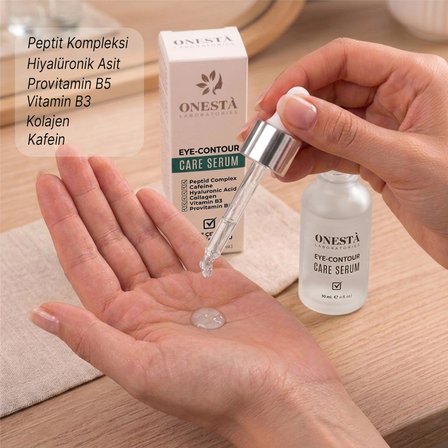 ONESTÀ Laboratories Eye Contour Care Serum Peptit Kompleksi, Kafein, Hyalüronik Asit, Kolajen ve B3 Vitaminli Göz Çevresi Bakım Serumu 30 ml