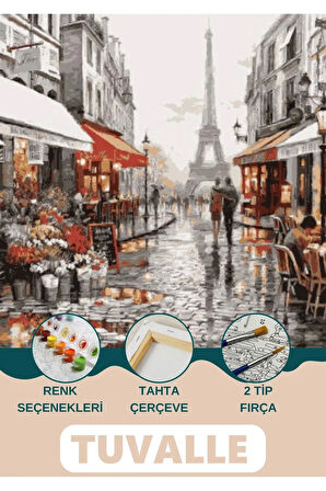 Eyfel Kulesi Sayılarla Boyama Seti, Hobi Seti, 40X50 Tablo, Fırça Boya Asma Aparatı Dahil, Paris