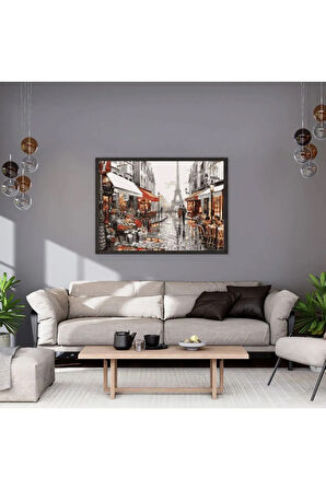 Eyfel Kulesi Sayılarla Boyama Seti, Hobi Seti, 40X50 Tablo, Fırça Boya Asma Aparatı Dahil, Paris