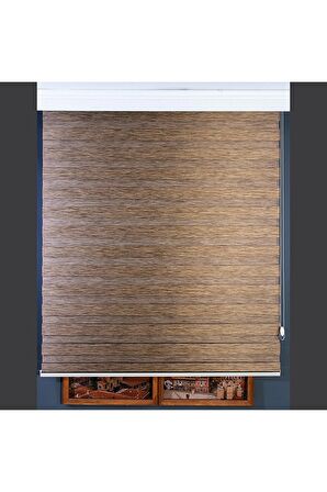Ithal Bambu Kahverengi Bambu Stor Zebra Perde Etek Dilimsiz