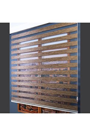 Ithal Bambu Kahverengi Bambu Stor Zebra Perde Etek Dilimsiz