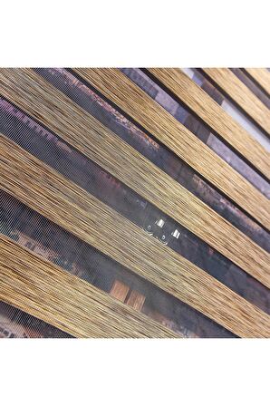 Ithal Bambu Kahverengi Bambu Stor Zebra Perde Etek Dilimsiz