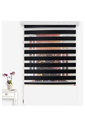 Düz Siyah Zebra Perde Etek Dilimsiz