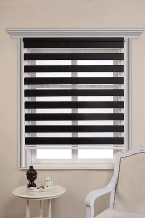 Bambu Siyah Zebra Perde Etek Dilimsiz