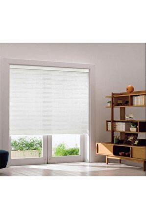 Ithal Bambu Beyaz Stor Zebra Perde Etek Dilimsiz