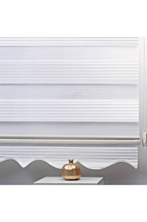 Beyaz Pliseli Alüminyum Kasa Zebra Perde Etekli