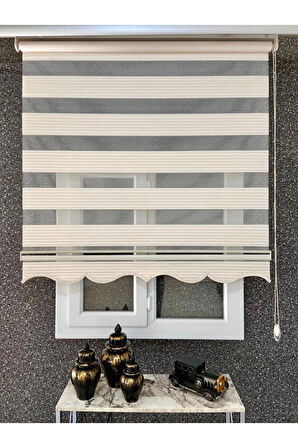 Krem Pliseli Alüminyum Kasa Zebra Perde Etekli