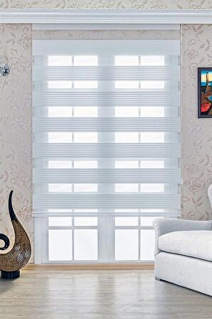 Beyaz Pliseli Alüminyum Kasa Zebra Perde Eteksiz