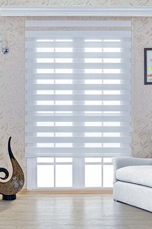 Beyaz Alüminyum Kasa Zebra Perde Eteksiz