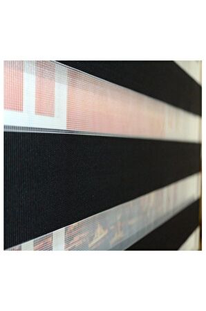 Siyah Alüminyum Kasa Zebra Perde Eteksiz