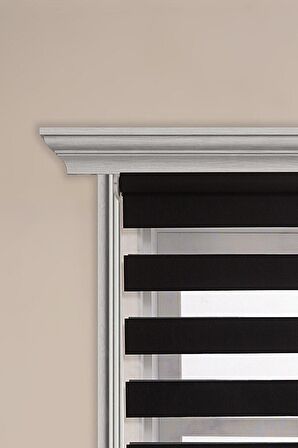 Siyah Alüminyum Kasa Zebra Perde Eteksiz