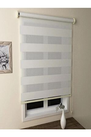 Ekru Alüminyum Kasa Zebra Perde Etekli