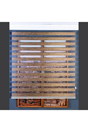 Koyu Kahve Alüminyum Kasa Zebra Perde Etekli