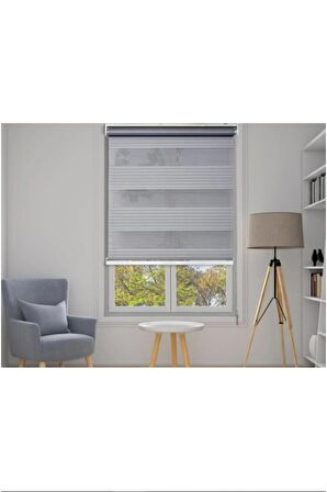 Ithal Gri Pliseli Zebra Stor Perde Oygusuz