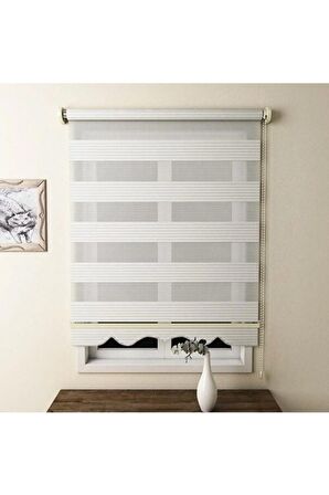 Ekru Pliseli Ithal Kumaş Zebra Stor Perde Etek Dilimli