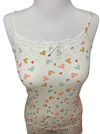 Askılı Şortlu Pijama Takımı Modal Viskon Karışım