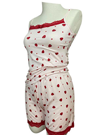 Askılı Şortlu Pijama Takımı Modal Viskon Karışım