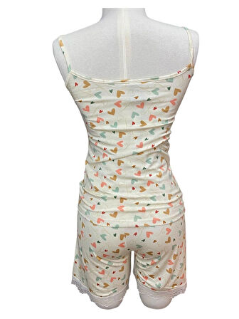 Askılı Şortlu Pijama Takımı Modal Viskon Karışım
