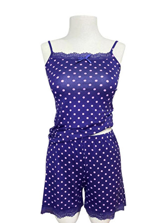 Askılı Şortlu Pijama Takımı Modal Viskon Karışım