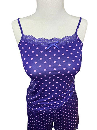 Askılı Şortlu Pijama Takımı Modal Viskon Karışım