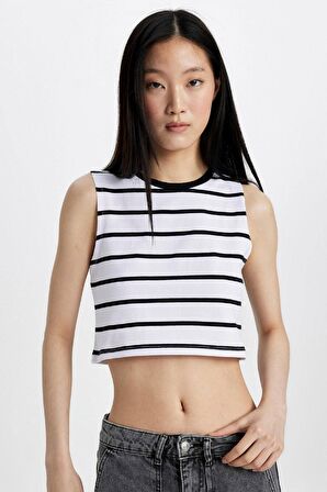 DeFacto Slim Fit Dar Kesim Çizgili Bisiklet Yaka Atlet C6206AX24SMBK81
