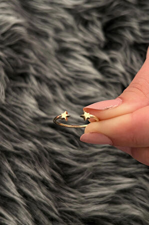 14 Ayar Altın Çift Yıldız Yüzük