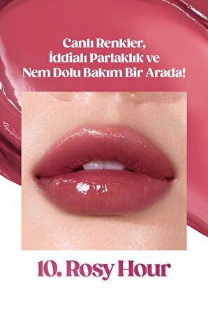 Yoğun Nemlendirme Sunan Vegan Dudak Balmı Peripera Ink Mood Glowy Balm (#10 Rosy Hour) (Night Peri)