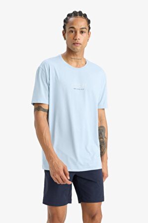 DeFactoFit Standart Fit Bisiklet Yaka Baskılı Esnek Kumaş Sporcu Kısa Kollu Tişört C9268AX25SMBE824