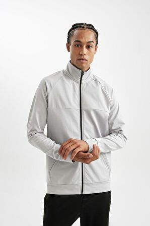 DeFactoFit Standart Fit Normal Kesim Fermuarlı Skuba Dalgıç Kumaş Cepli Dik Yaka Sporcu Hırka D1895AX24AUGR523