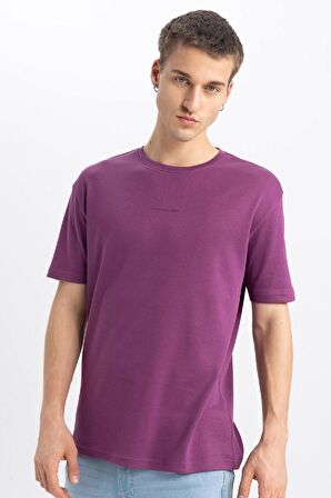 DeFacto Regular Fit Bisiklet Yaka Baskılı Kısa Kollu Ağır Kumaş Tişört B4289AX24SPPR483