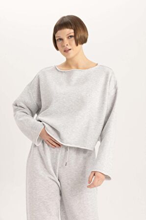 DeFacto Bisiklet Yaka Uzun Kollu Casual Pijama Üstü-Fall in Love B1279AX23WNGR93